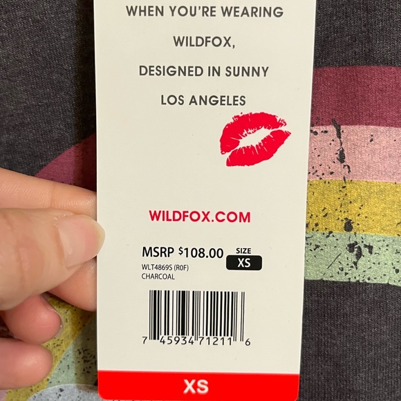Wildfox Charcoal Sweatshirt with Rainbow Graphic - Picture 3 of 4